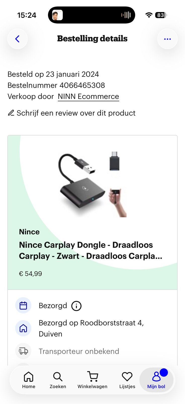 Nince Carplay Dongle draadloos Apple  carplay, Ophalen of Verzenden, Zo goed als nieuw