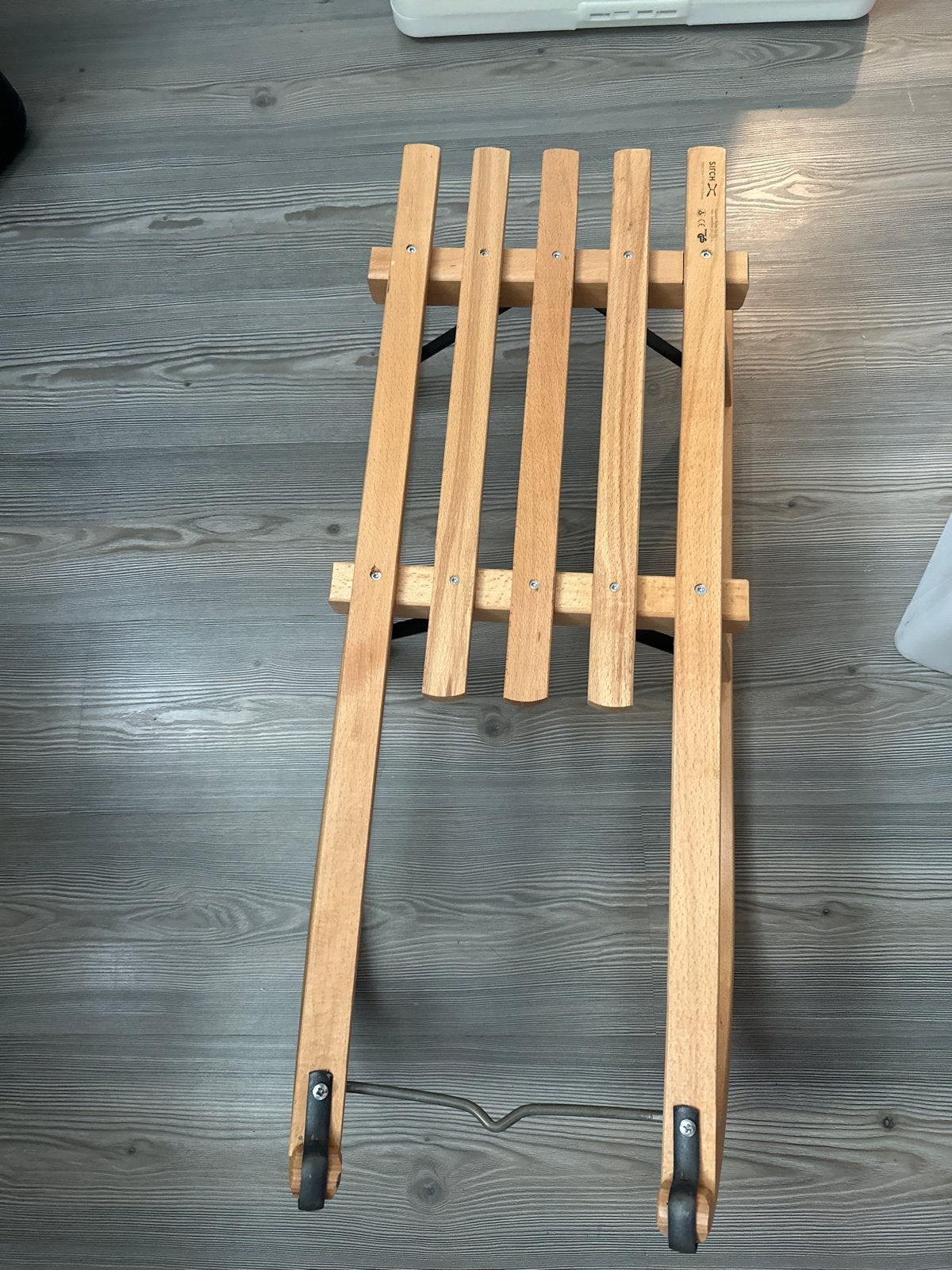 Houten slee met rugleuning, Kinderen en Baby's, Ophalen, Rugleuning, Nieuw, Hout