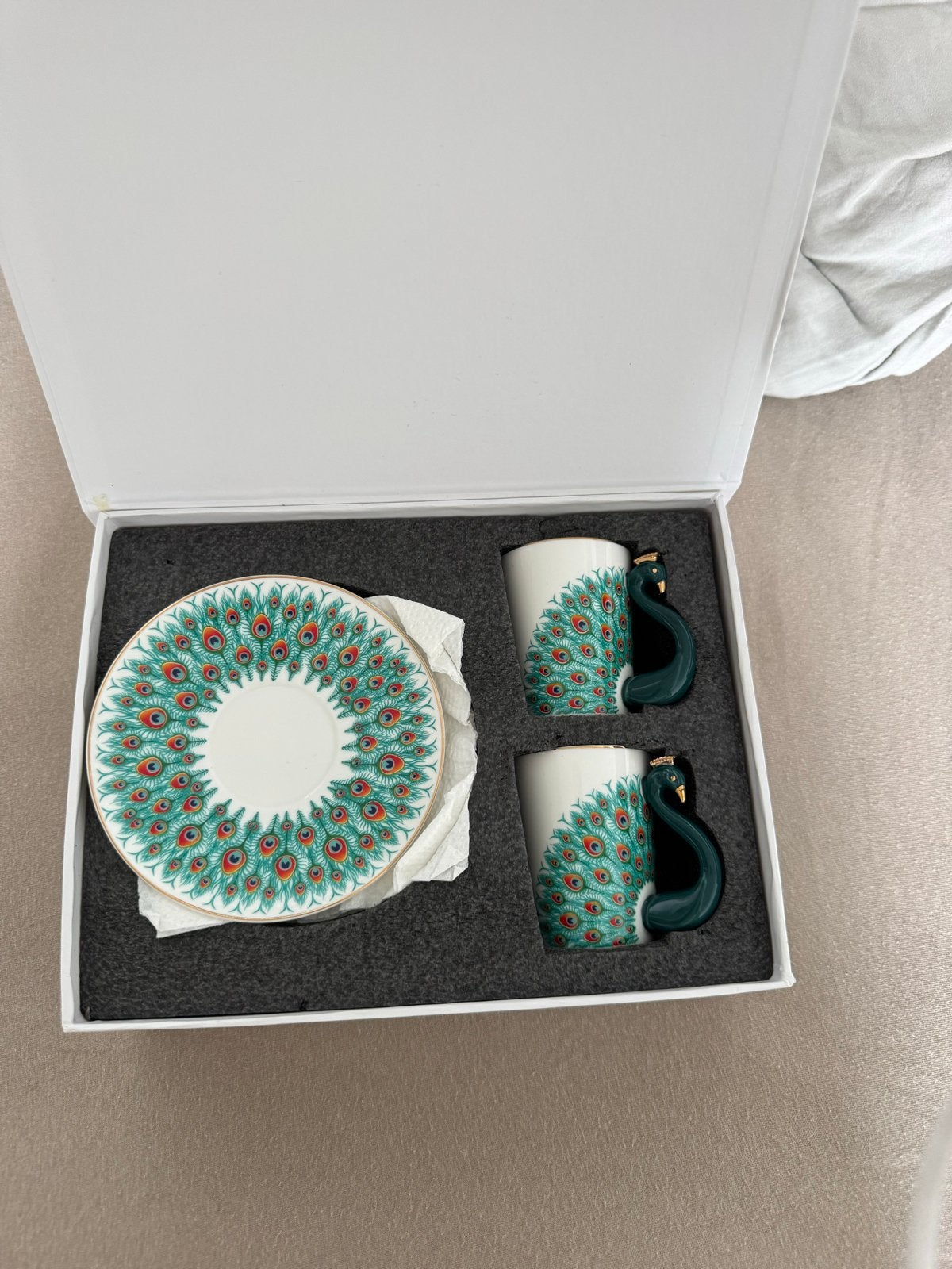 Karaca Peacock Espressokopjes - 4 stuks, Overige merken, Keramiek, Nieuw, Ophalen of Verzenden
