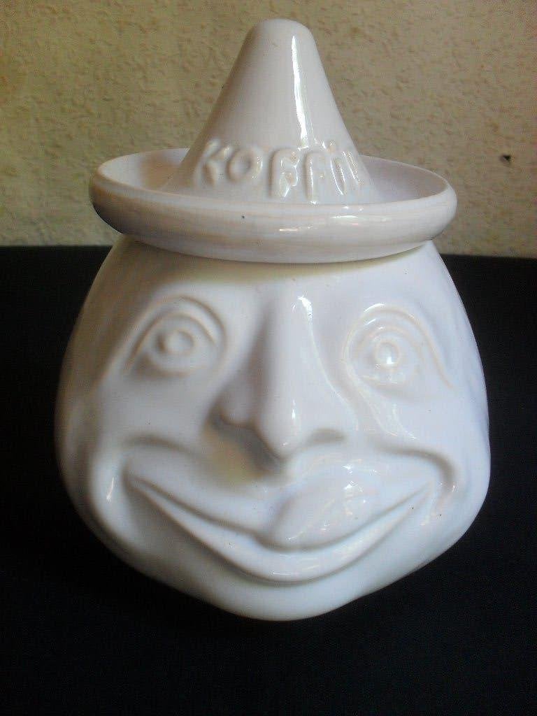 gek gezicht koffie voorraad pot met deksel, Antiek en Kunst, Ophalen of Verzenden