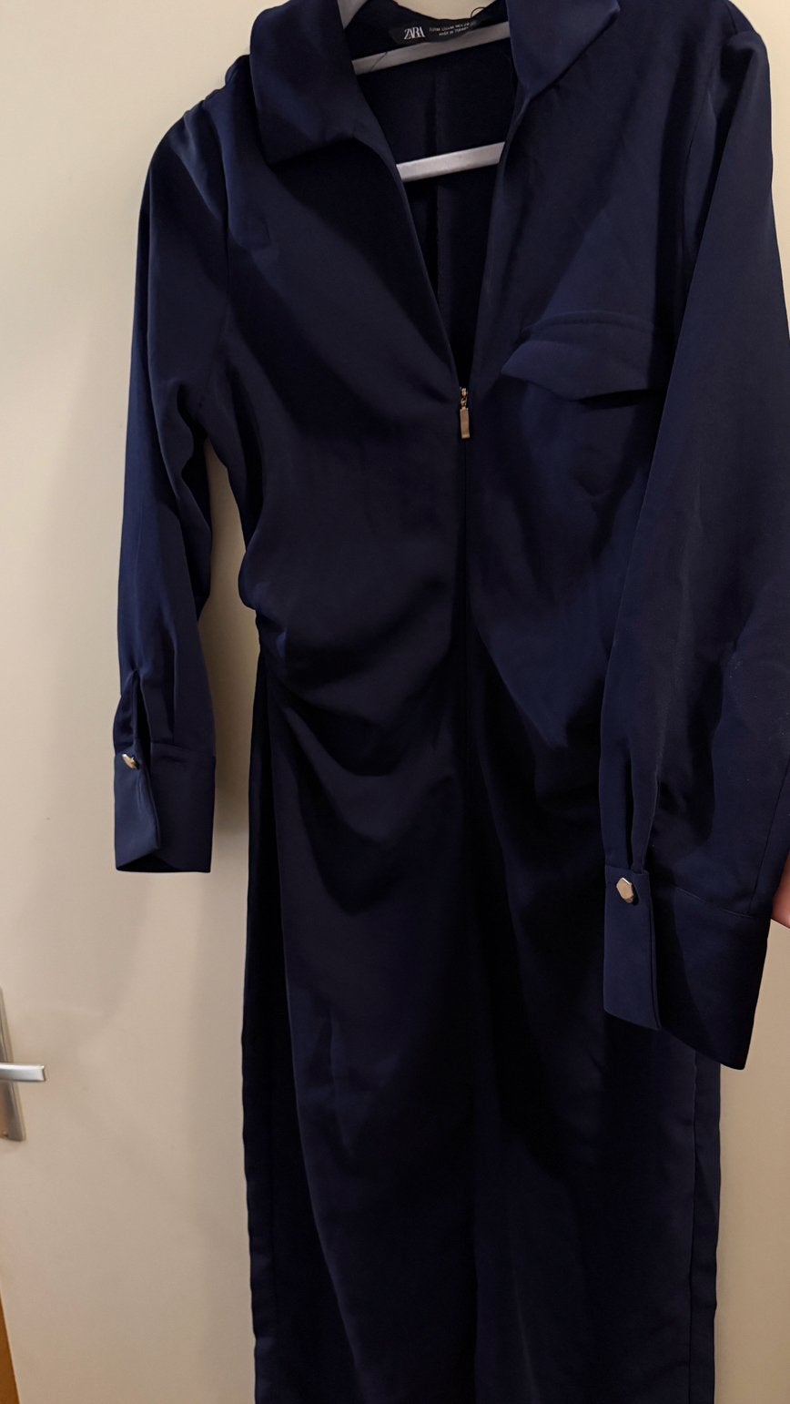 Zara jurk - marineblauw, Kleding | Dames, Jurken, Ophalen of Verzenden, Zo goed als nieuw, Blauw