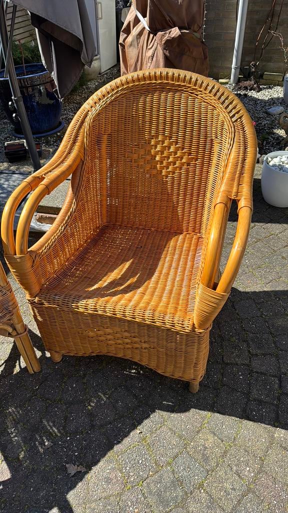 Rieten rotan fauteuil, Tuin en Terras, Tuinstoelen, Ophalen, Zo goed als nieuw, Rotan
