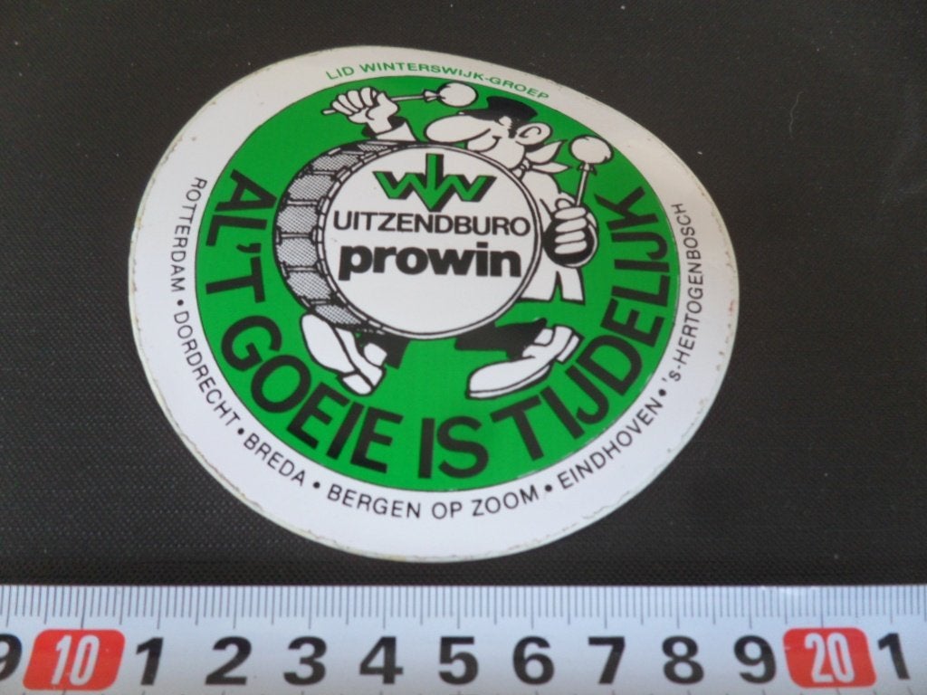 sticker Uitzendburo PROWIN EHV Rotterdam Dordrecht Breda, Ophalen of Verzenden, Zo goed als nieuw