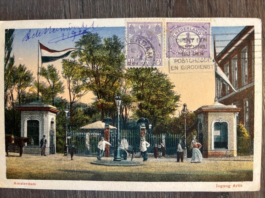 Ansichtkaart Amsterdam - Ingang Artis, Ophalen of Verzenden, 1920 tot 1940, Gelopen, Noord-Holland