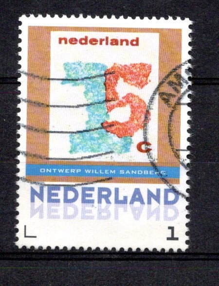 gestempelde zegel. Persoonlijke: uit velletje van 3, Ophalen of Verzenden, Na 1940, Gestempeld