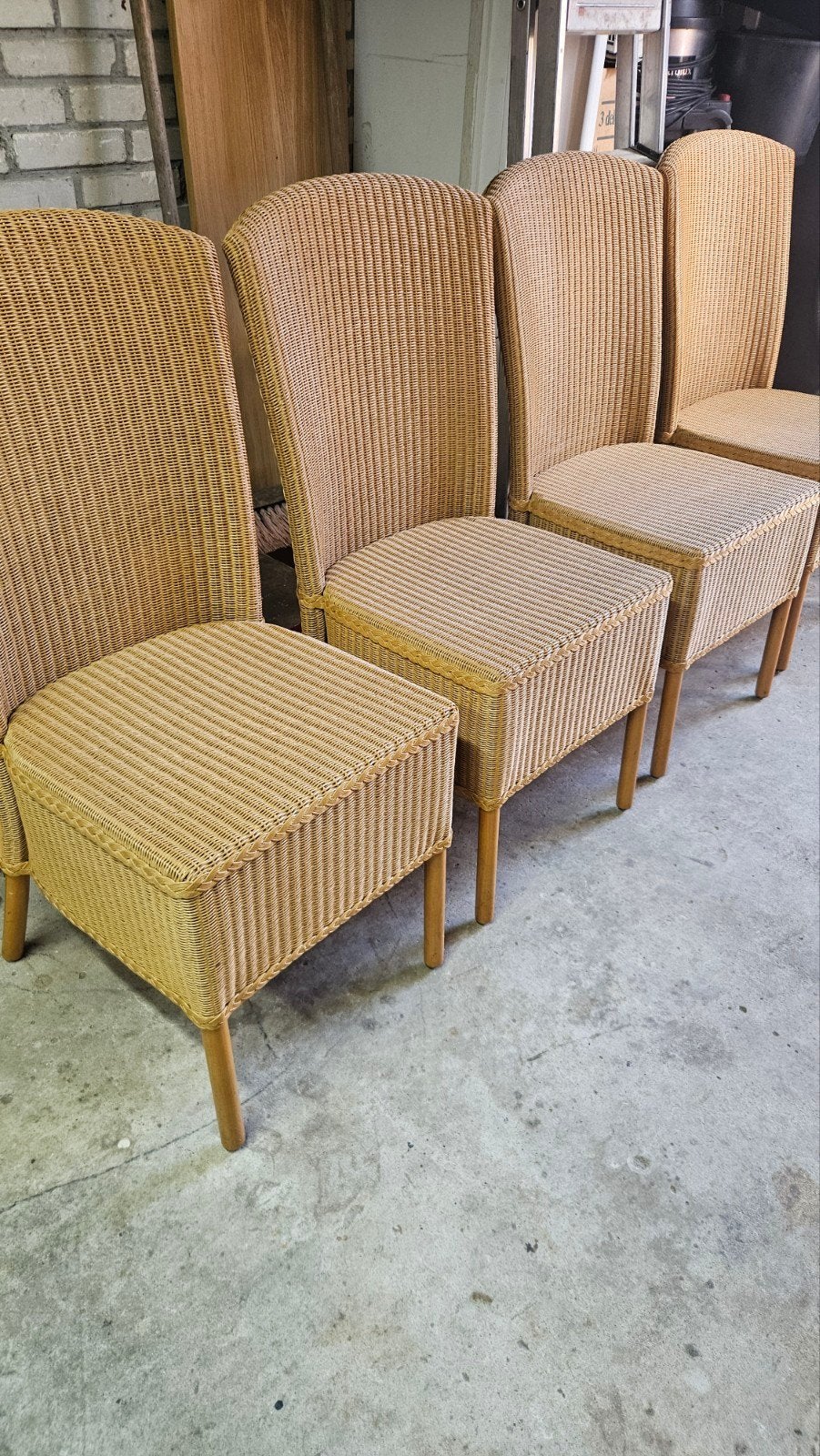 4 Lloyd Loom Origineel, Ophalen of Verzenden, Zo goed als nieuw, Bruin, Vier