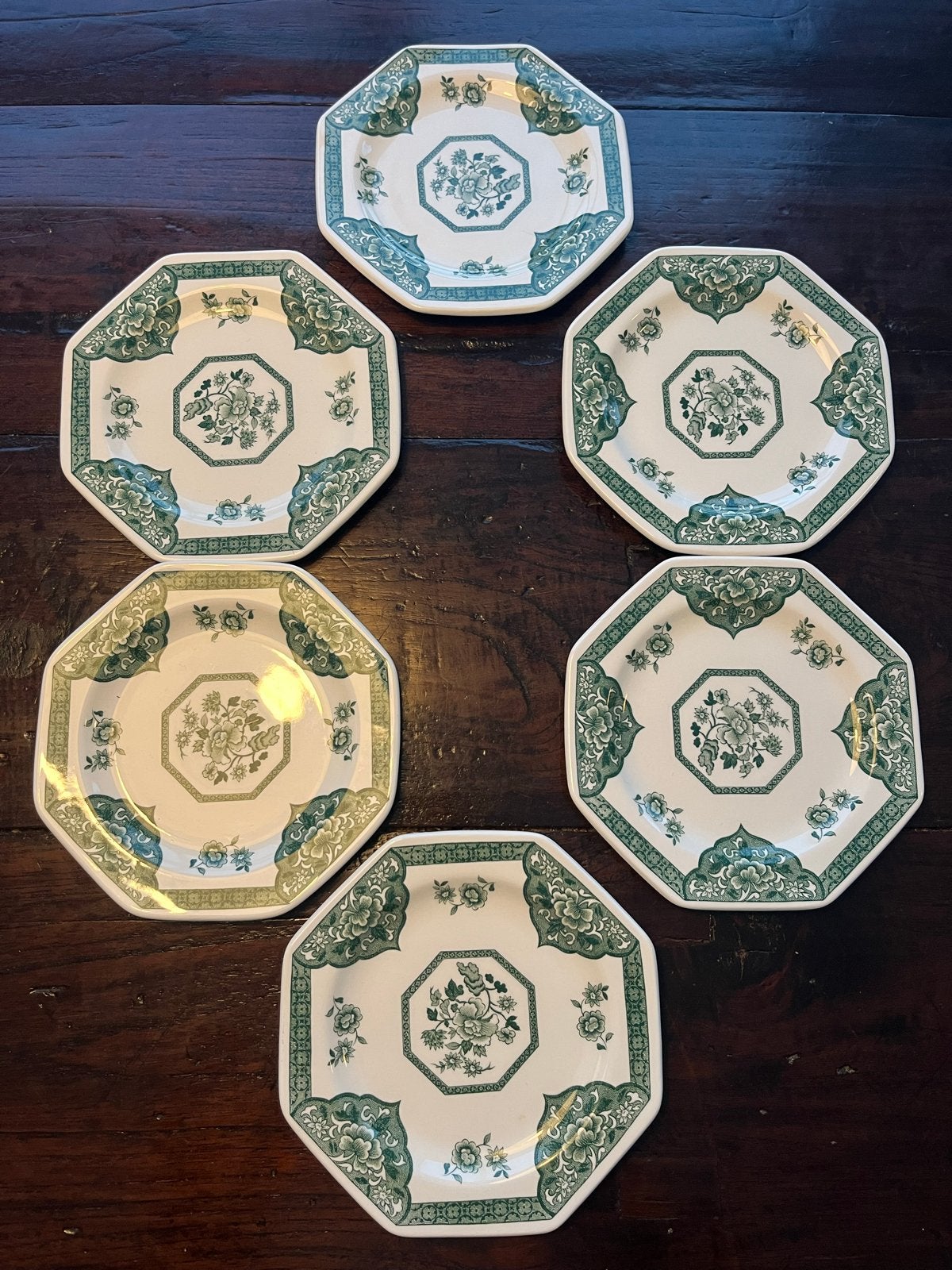 6 Royal Staffordshire Old Pekin Ironstone borden, Gebruikt, Overige merken, Keramiek, Vintage