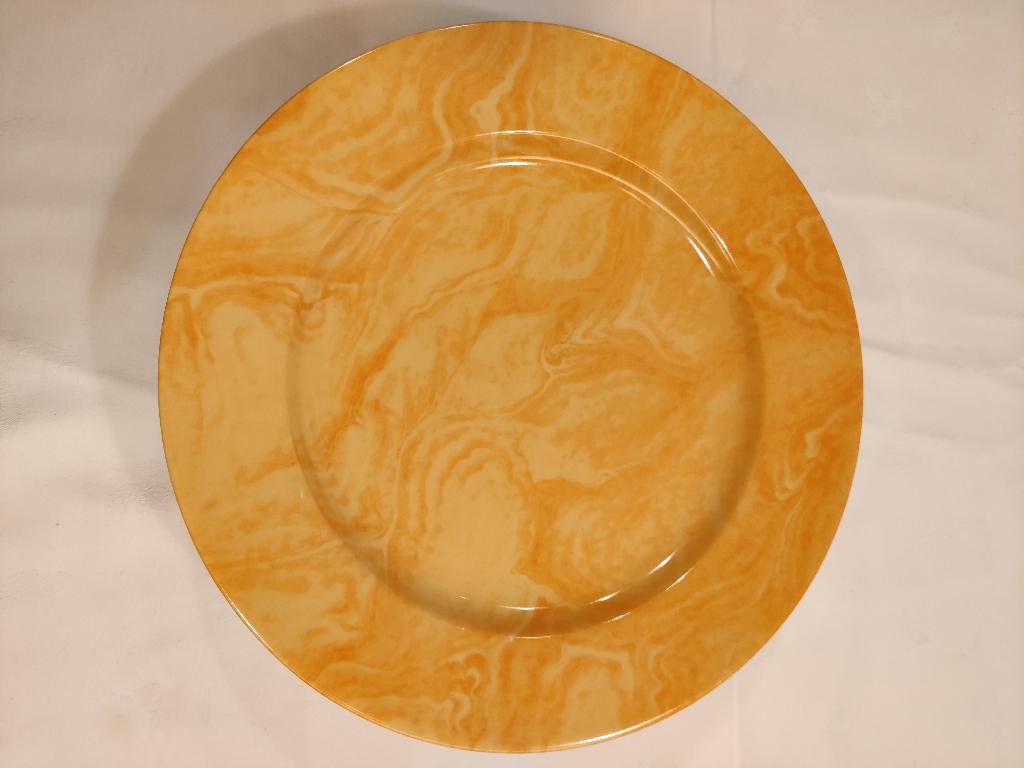 6 Schirnding, oker-geel, marmerlook, porceleinen onderborden, Ophalen of Verzenden, Zo goed als nieuw, Bord(en), Overige stijlen