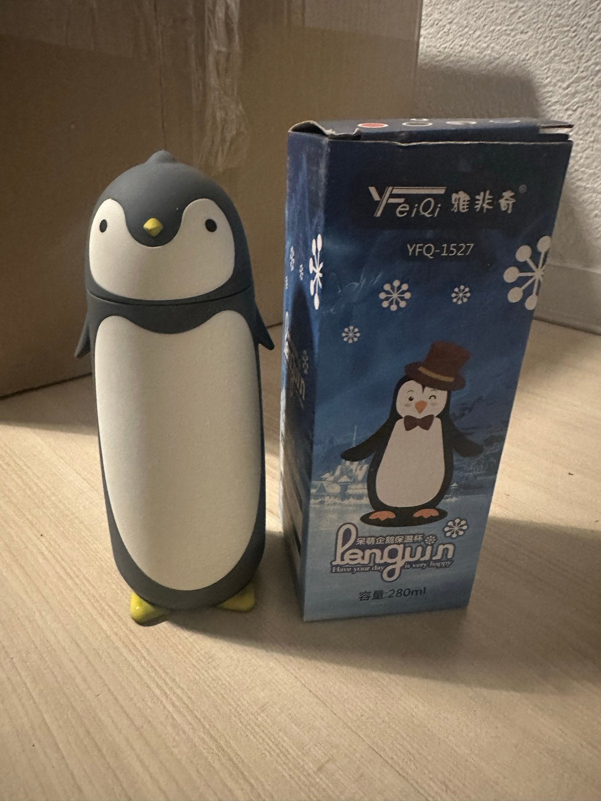 Leuke pinguïn thermosfles - 280ml, Overige typen, Nieuw, Ophalen of Verzenden, Metaal