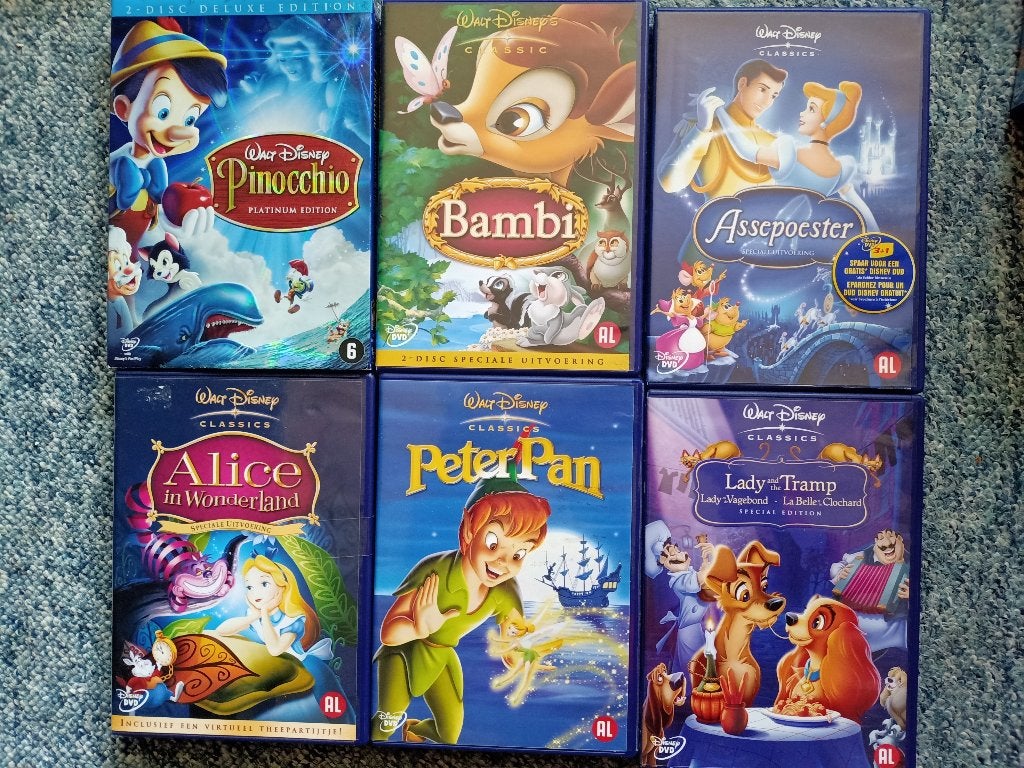Disney (classics) (teken)films vanaf €2,-, Nederlands, Zo goed als nieuw, Alle leeftijden, Amerikaans