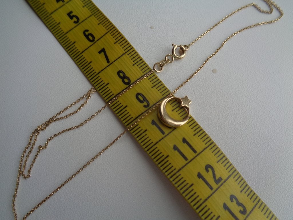 14 karaat gouden ketting 585 met Turks symbool [168], Met hanger, Verzenden, Zo goed als nieuw, Goud