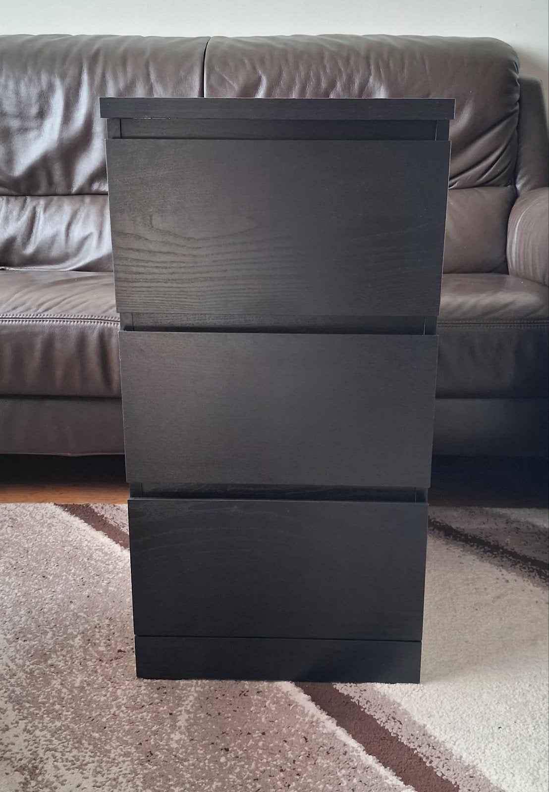 IKEA MALM Ladekast 3 laden, zwartbruin, Huis en Inrichting, Ophalen, Minder dan 50 cm, Gebruikt, 3 of 4 laden
