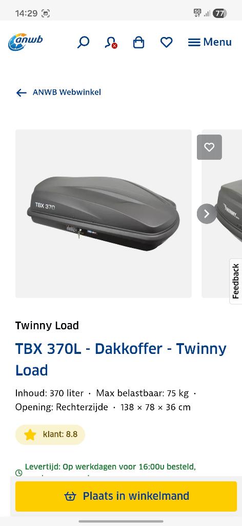 Dakkoffer, Auto diversen, Dakkoffers, Ophalen, Gebruikt