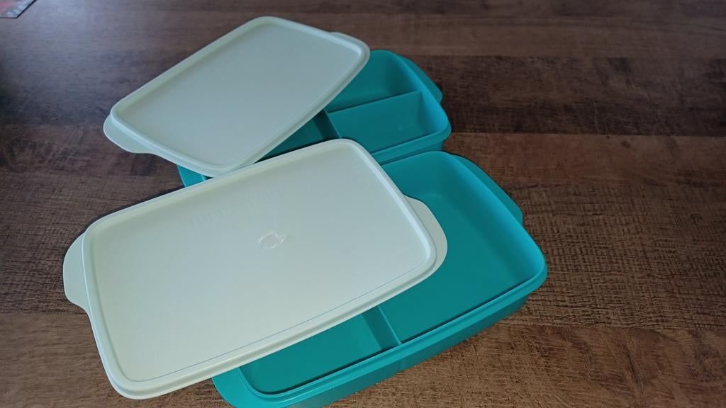 Tupperware broodtrommel 2x, Ophalen of Verzenden, Zo goed als nieuw, Groen, Bus of Trommel
