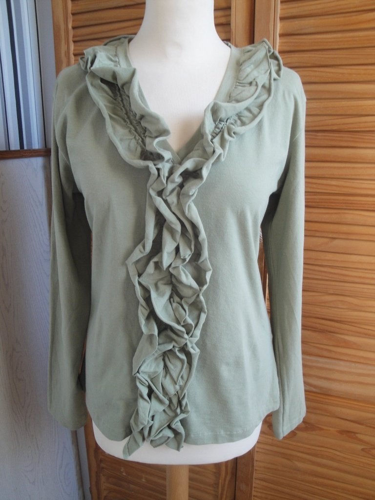 Groene top LA LIGNA maat L, Maat 42/44 (L), Ophalen of Verzenden, Zo goed als nieuw, Lange mouw