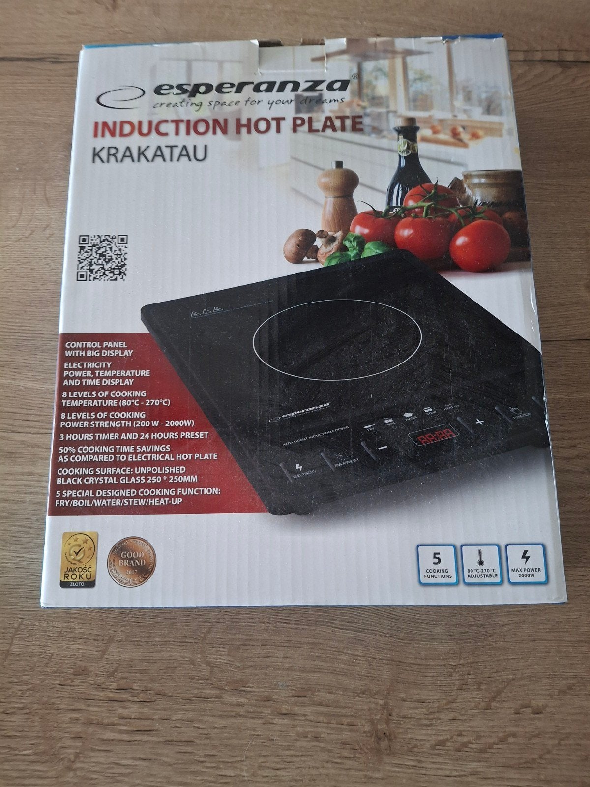 Nieuwe Esperanza Inductie Kookplaat Krakatau 2000W, Ophalen of Verzenden, Nieuw, Vrijstaand, Inductie