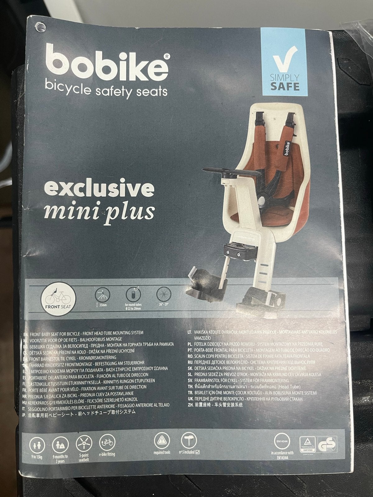 Bobike Exclusive Mini Plus fietszitje met windscherm, Voetsteuntjes, Voorzitje, Ophalen of Verzenden, Zo goed als nieuw