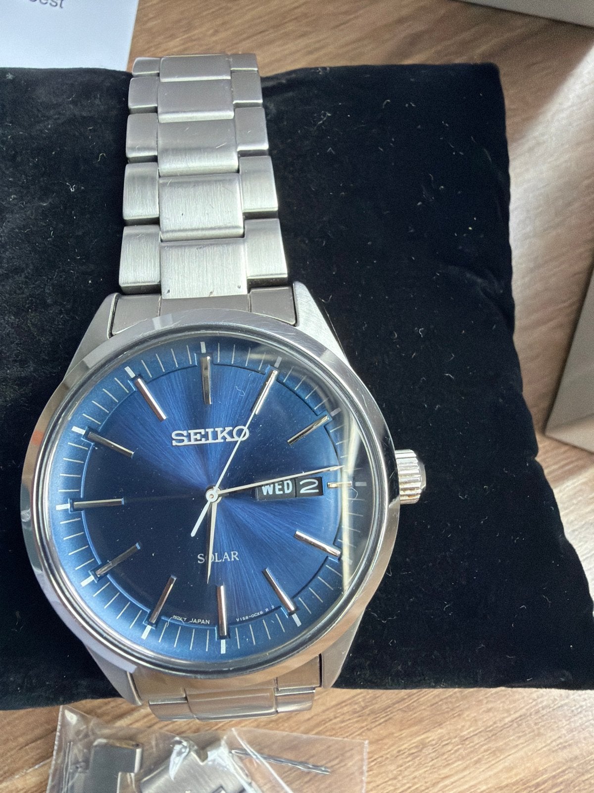 Seiko Solar Horloge SNE525P1 met Blauwe Wijzerplaat, Sieraden, Tassen en Uiterlijk, Horloges | Heren, Seiko, Staal, Polshorloge