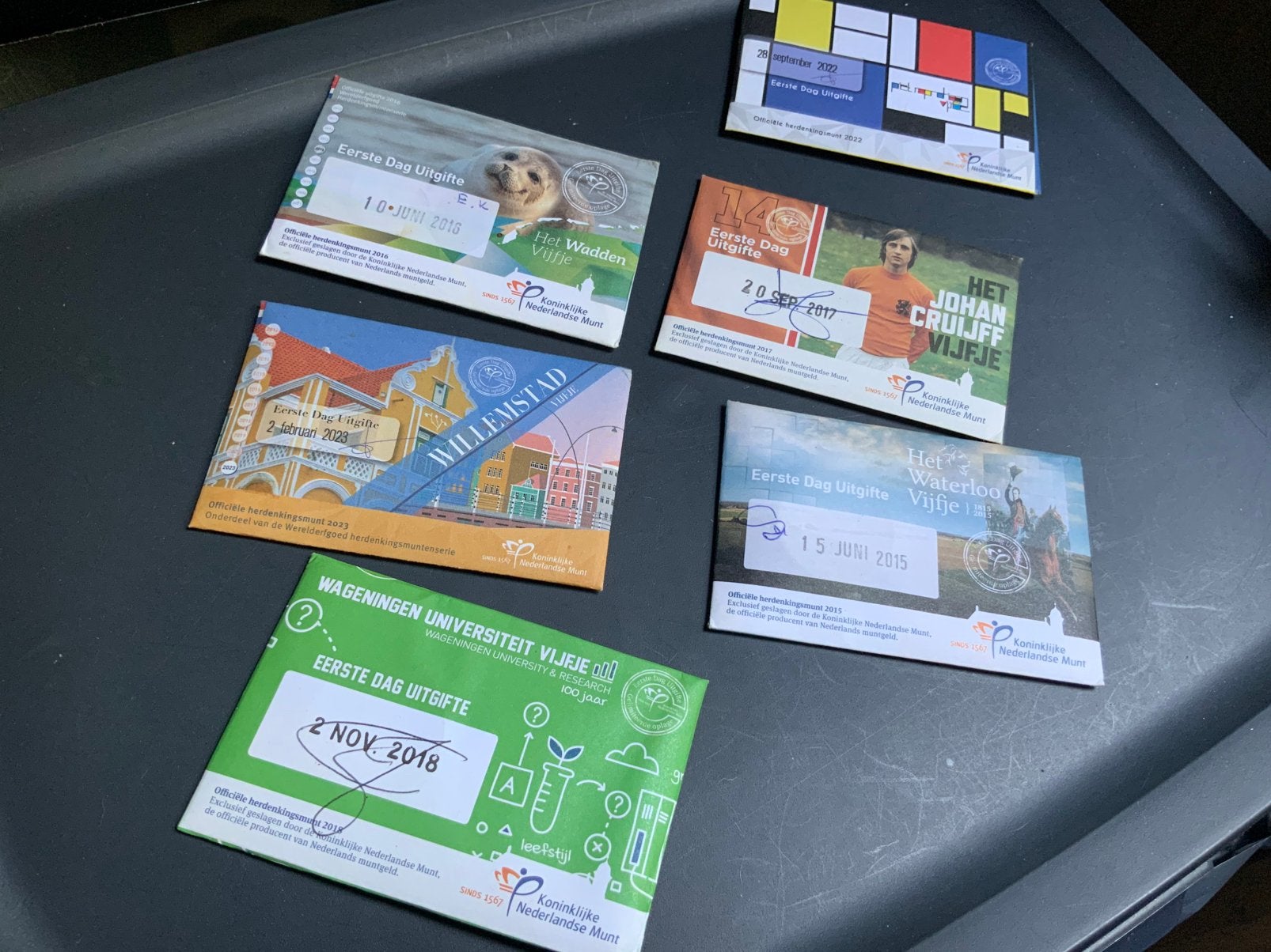 6x eerste dags uitgifte coincards, Ophalen, Koningin Beatrix, Euro's, Setje
