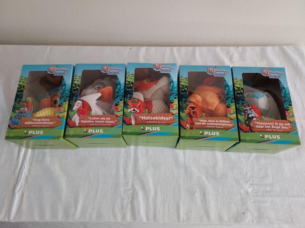 Fabeltjeskrant knuffels - complete set van 5, Ophalen, Met doos, Overige merken, Overige karakters