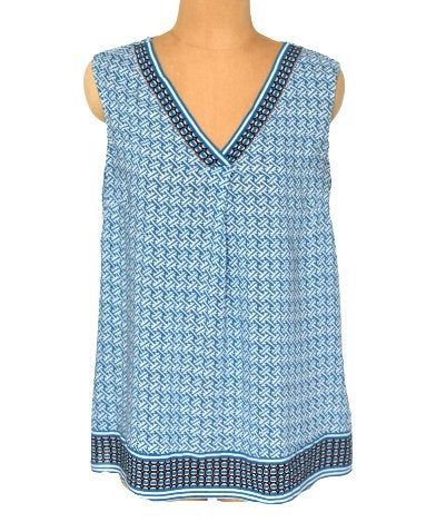 Malvin shirt, top, blauw/wit, Mt. M, Maat 38/40 (M), Zo goed als nieuw, Zonder mouw, Malvin