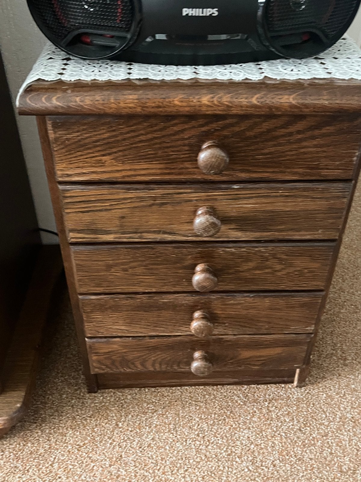 Houten ladekastje met 5 laden, Ophalen, Minder dan 50 cm, Gebruikt, 5 laden of meer