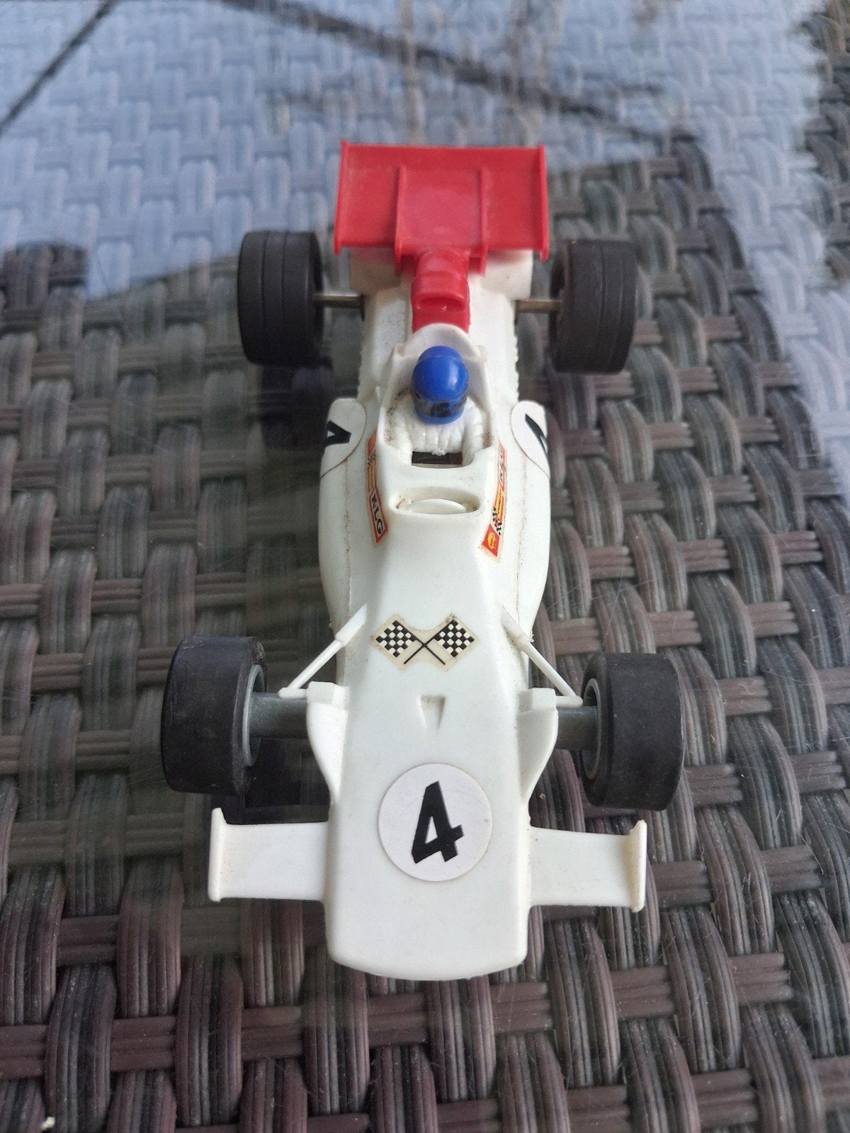 Vintage Raceauto Slotcar - Elektrisch - Nummer 4, Ophalen of Verzenden