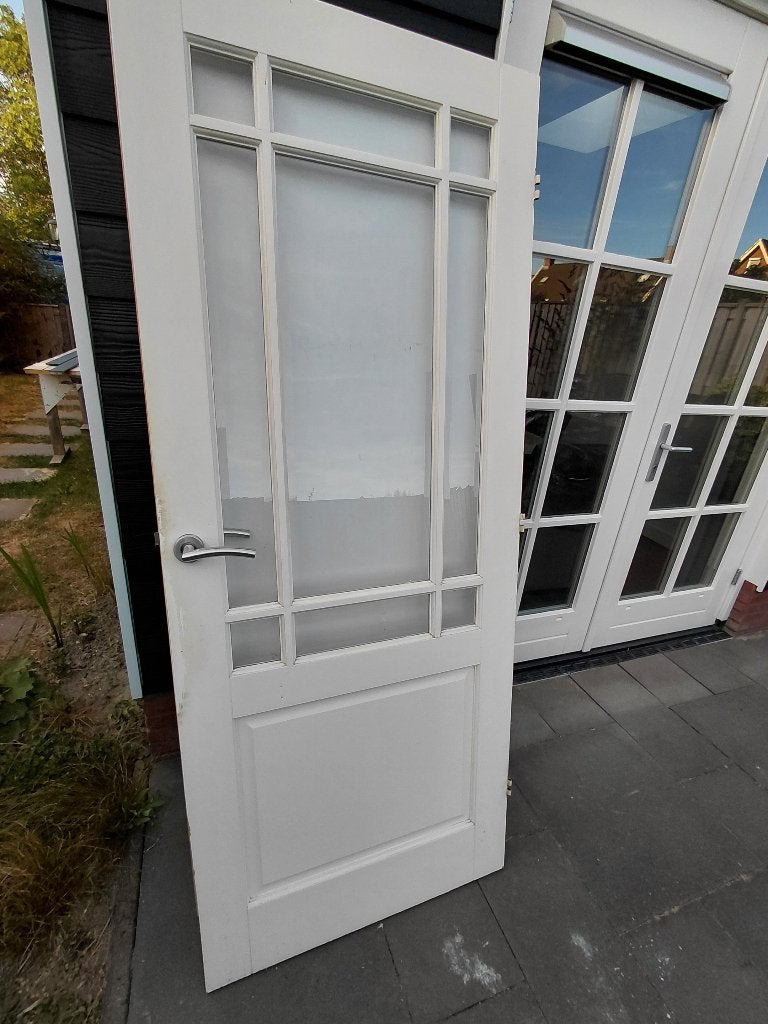 Binnendeur met glas, Ophalen, Gebruikt, 80 tot 100 cm, Binnendeur