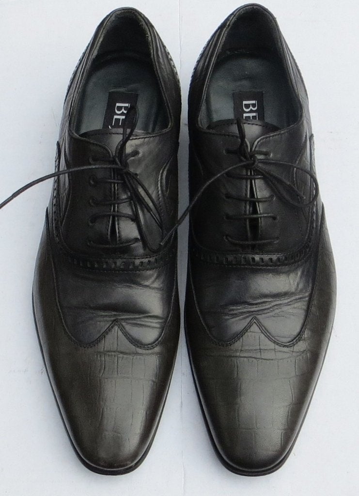 Bey heren schoenen maat 40 leer zwart met donkergrijs zgan, Ophalen of Verzenden, Zo goed als nieuw, Veterschoenen, Robey