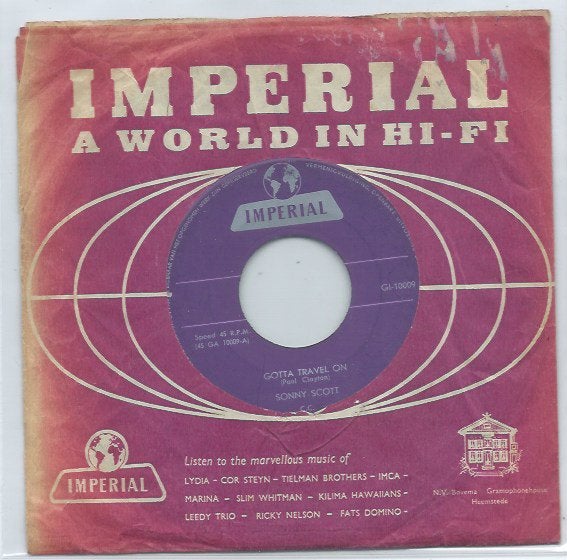 Sonny Scott- Gotta Travel on/Lonely Teardrops, 7 inch, Ophalen of Verzenden, Zo goed als nieuw, Levenslied of Smartlap