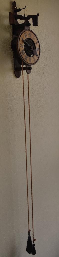 2xAntieke een wijzer houten wandklok/Jeka wandklok, Antiek en Kunst, Antiek | Klokken, Ophalen