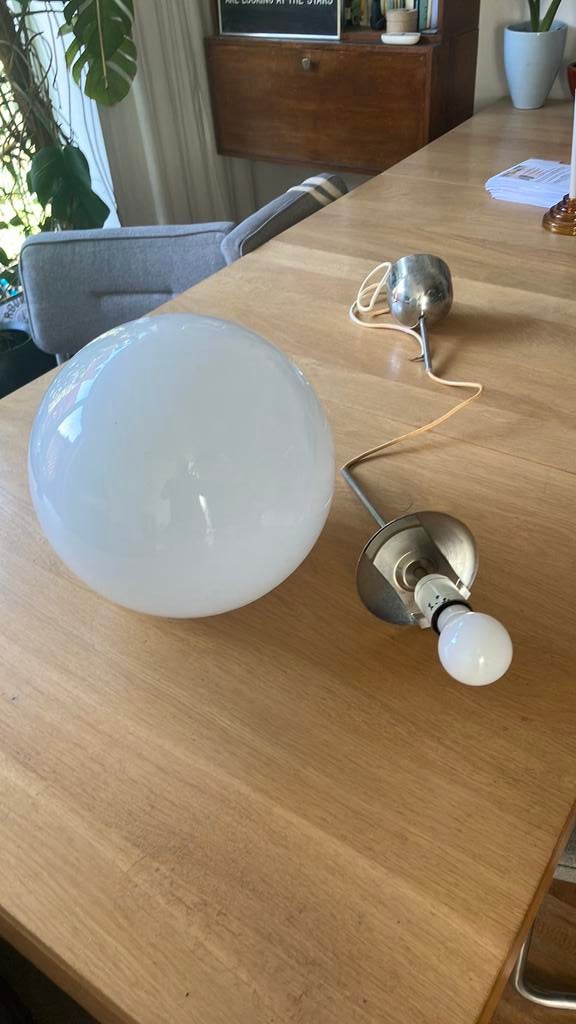 Vintage ikea glazen bol hanglamp, Ophalen, Gebruikt, Glas