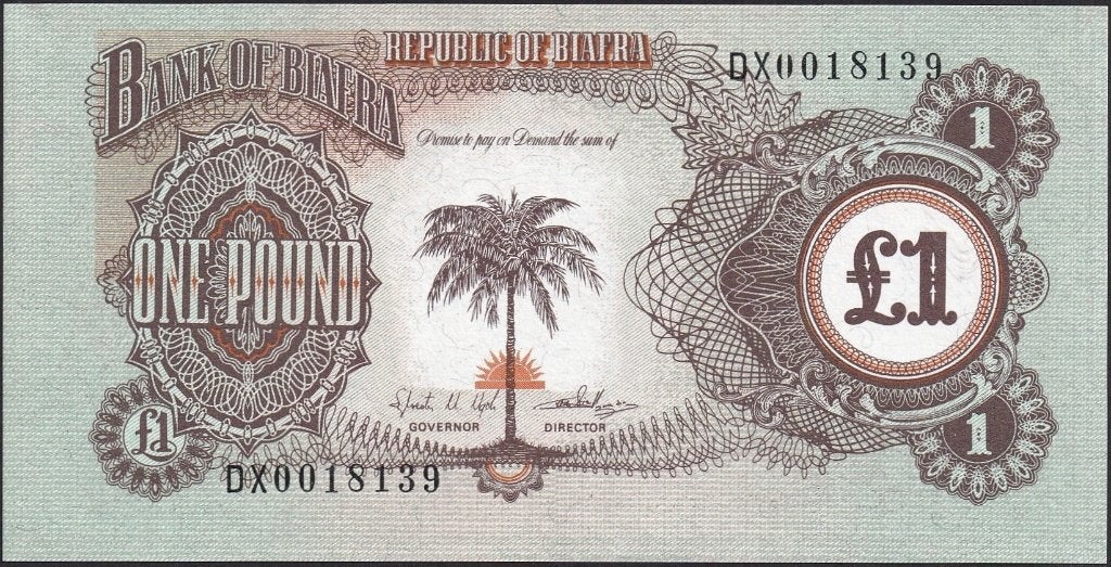 Biafra 1 pound ND(1969) UNC p.5 (# 1300), Postzegels en Munten, Bankbiljetten | Afrika, Verzenden, Overige landen, Los biljet
