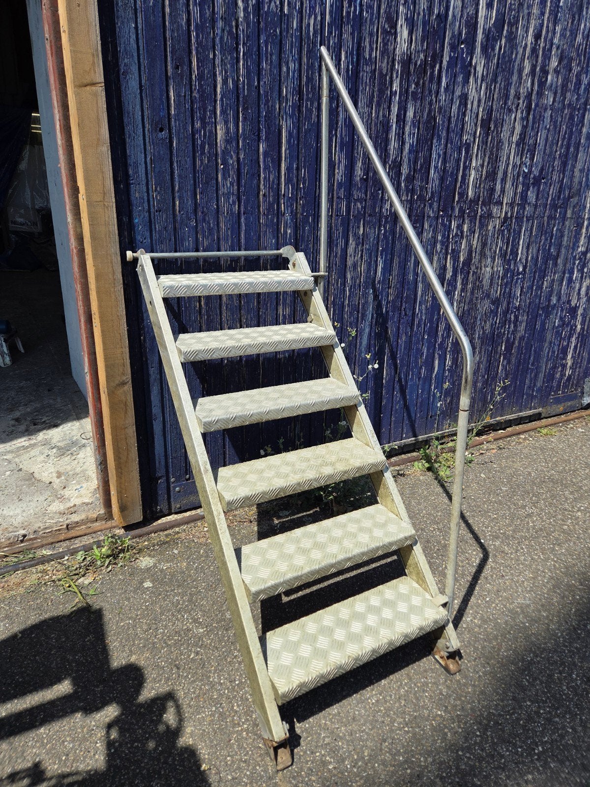 Aluminium trap met RVS leuning - H120xB66xD120cm, Ophalen, Gebruikt, Trap, Minder dan 2 meter