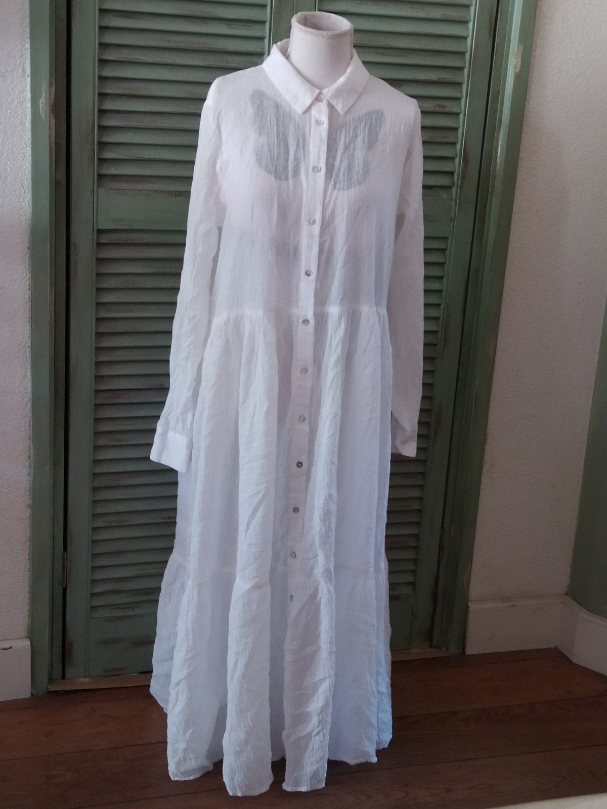 India katoenen  doorknoop jurk wit, Kleding | Dames, Jurken, Maat 38/40 (M), Wit, Ophalen of Verzenden, Zo goed als nieuw