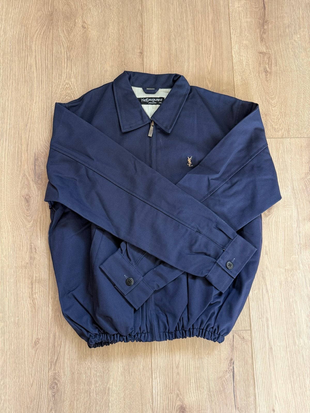 Vintage YSL Harrington jas | Navy blauw | maat M, Ophalen of Verzenden, Nieuw, Maat 48/50 (M), Blauw