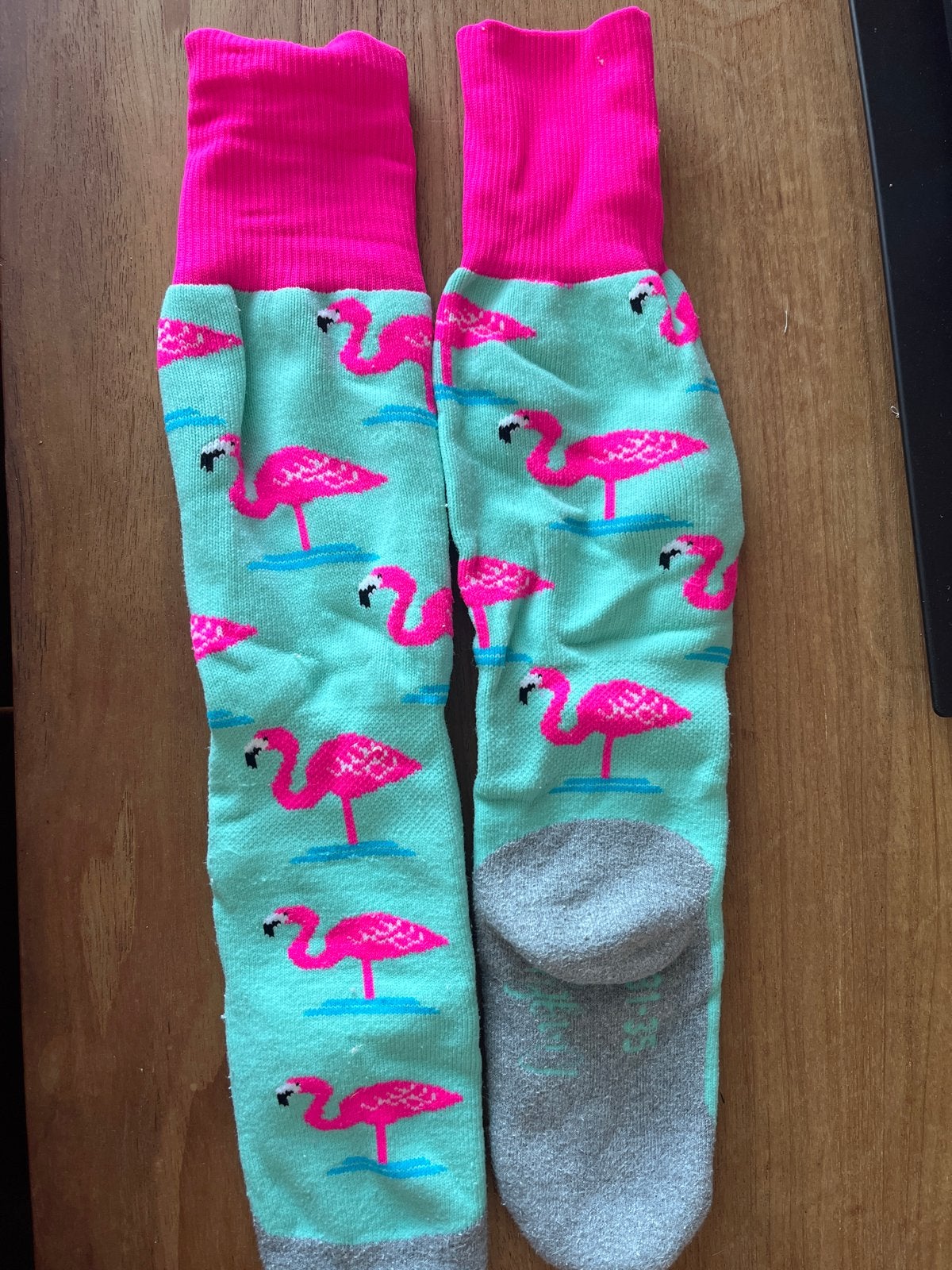 Leuke hockey sokken met flamingo's - maat 31-35, Ophalen of Verzenden, Gebruikt, Kleding