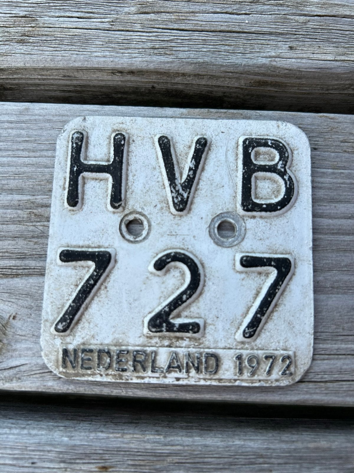 Bromfiets verzekeringsplaatje uit 1972 - HVB 727, Ophalen of Verzenden, Gebruikt, Overige typen, Overige merken