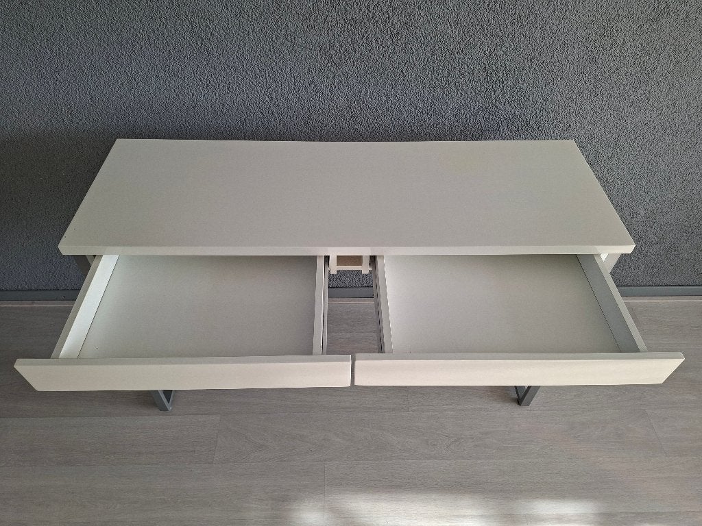 Fula bureau/ sidetabel 2 lades wit hoogglans, Ophalen, Overige materialen, Gebruikt, 100 tot 150 cm