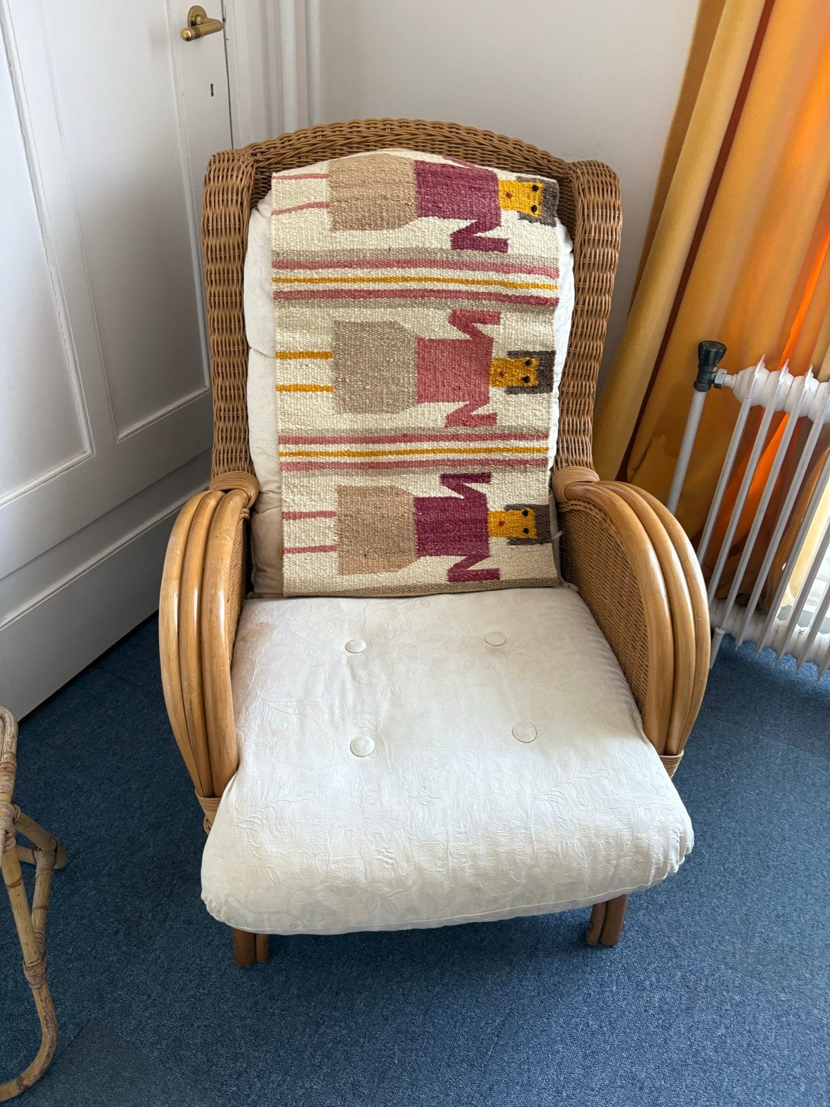 Rotan fauteuil 'Florida' met ecru zitkussen, Huis en Inrichting, Fauteuils, Ophalen, Gebruikt, 50 tot 75 cm, Riet of Rotan