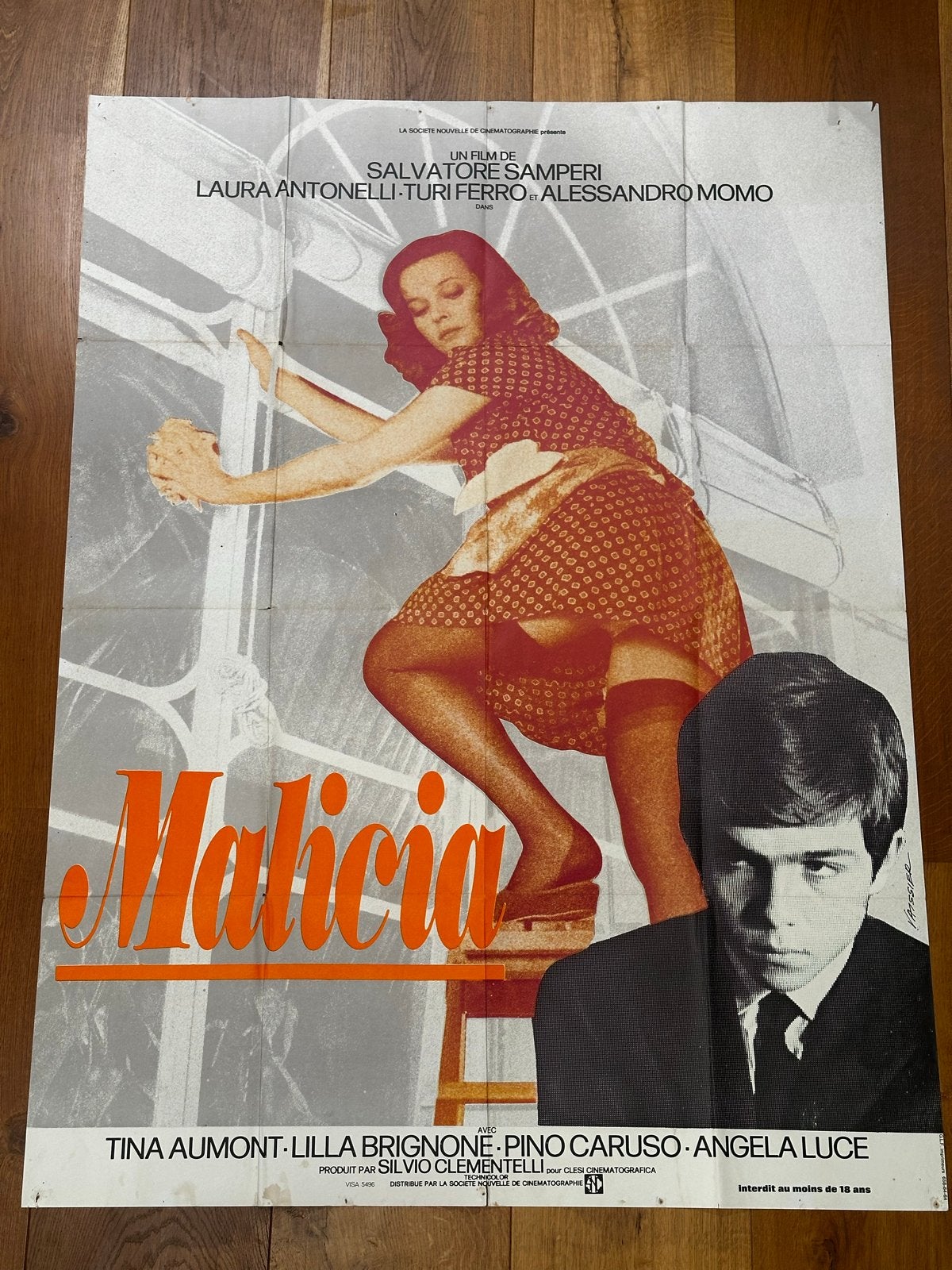 Vintage Frans Filmaffiche Malizia (1973) - Laura Antonelli, Deurposter of groter, Ophalen of Verzenden, Film en Tv, Rechthoekig Staand