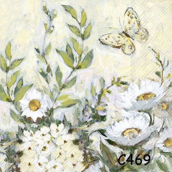 Servetten decoupage/bullet journal – bloemen + vlinders C469, Verzenden, Nieuw