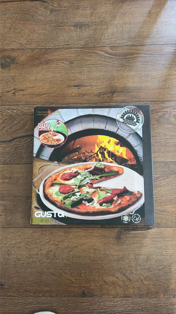Gusta Pizza baksteen met houder, 33cm, BBQ/oven, nieuw, Ophalen of Verzenden, Nieuw