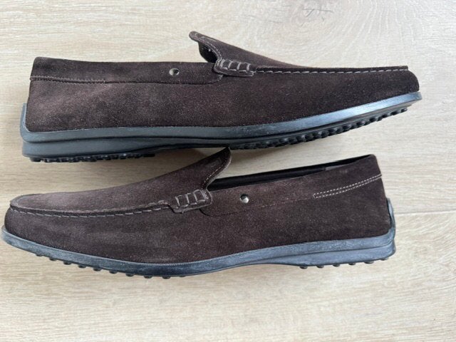 TODS  suede donkerbruin loafers/ mocassins  maat 9,1/2 UK, Ophalen of Verzenden, Zo goed als nieuw, Bruin, Loafers