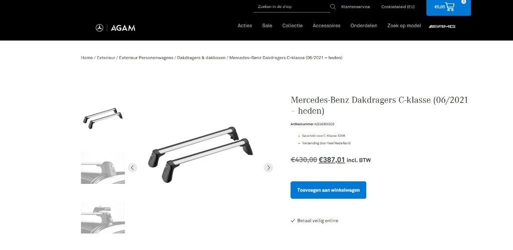 Originele Mercedes-Benz dakdragers voor C-klasse S206, Ophalen, Zo goed als nieuw
