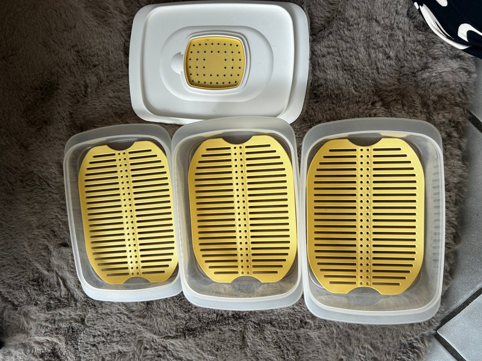 Tupperware  Combismart Cool 'N Fresh-set Vleeswarenschalen, Gebruikt, Bewaardoos, Wit, Luchtdicht