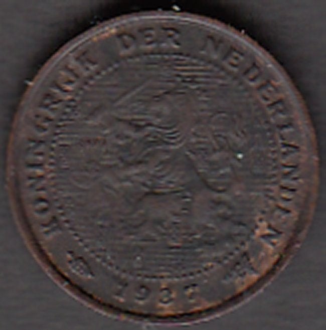 Nederland halve cent 1937 Wilhelmina in munthouder, Postzegels en Munten, Munten | Nederland, Ophalen of Verzenden, Koningin Wilhelmina
