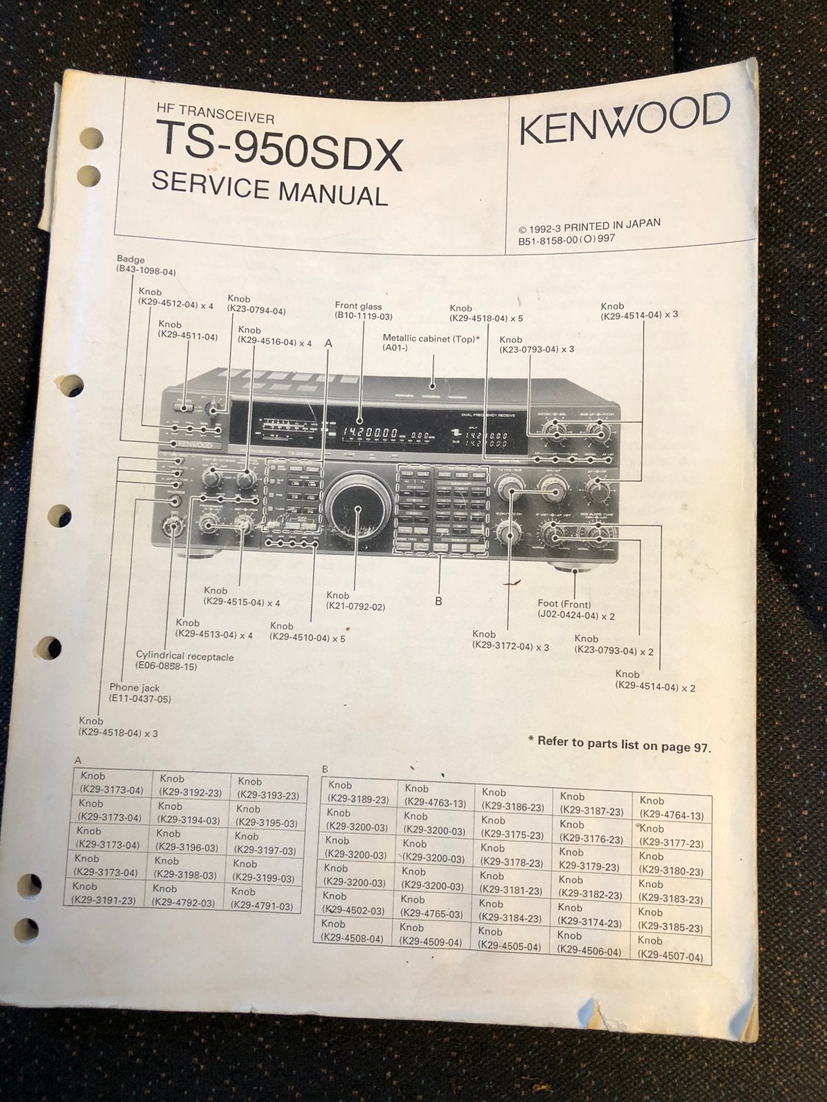 Kenwood TS-950sdx service manual, Telecommunicatie, Ophalen of Verzenden, Gebruikt, Zender en Ontvanger
