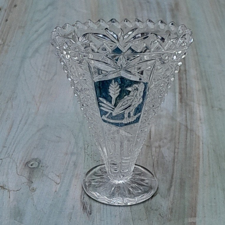 Vaasje met vogel. Hofbauer., Gebruikt, Transparant, Inclusief decoratie, Ophalen of Verzenden