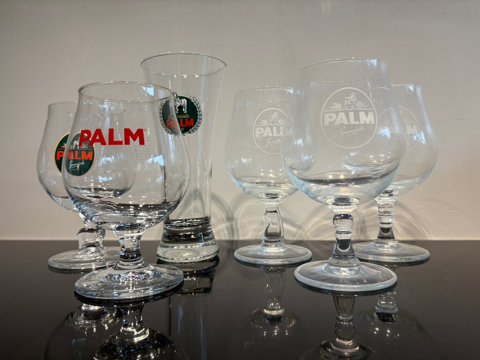 Palm bierglazen 6 stuks, 4 soorten, Ophalen of Verzenden, Glas, Overige stijlen